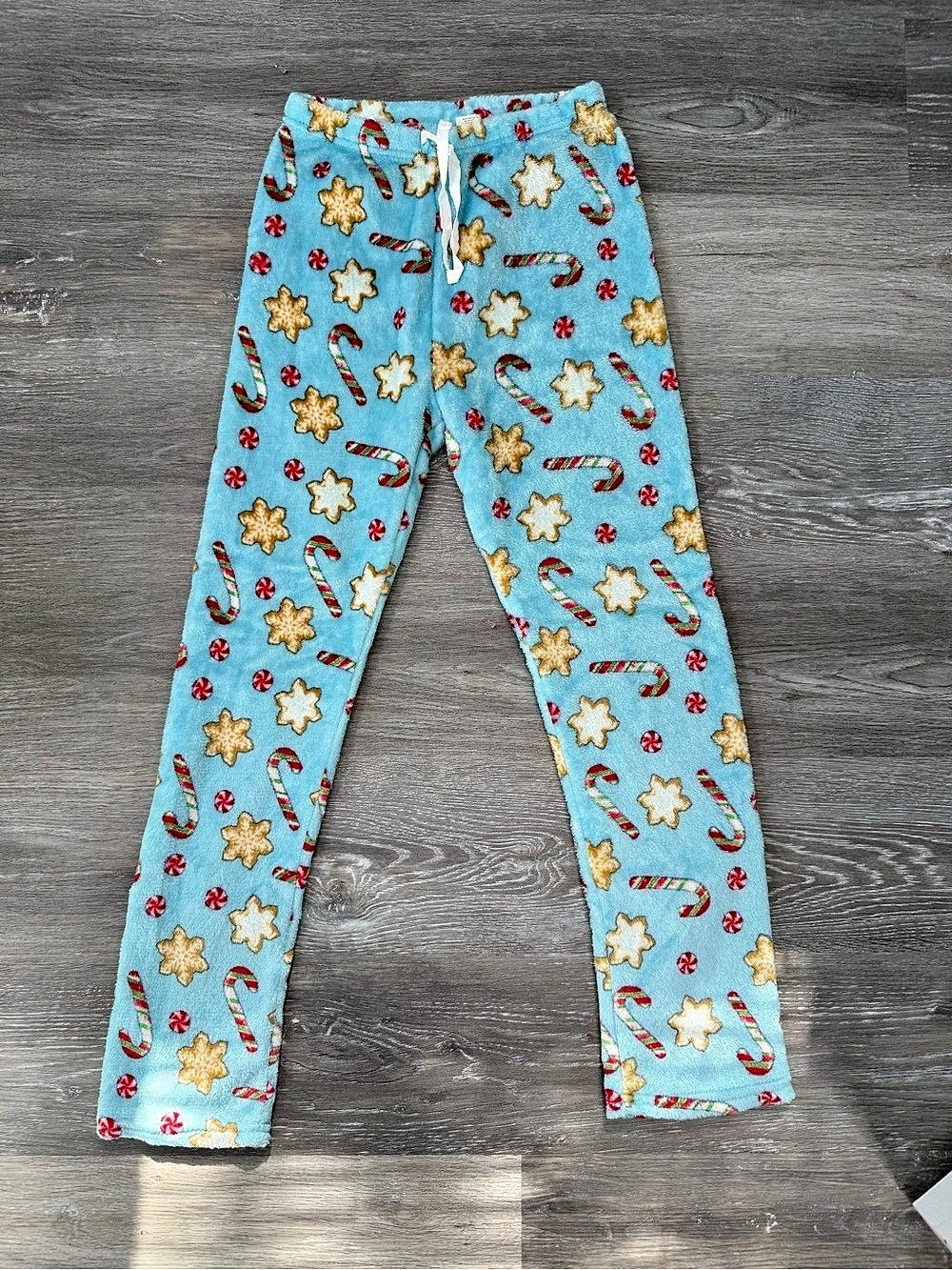 Five Below Holiday Candy Cane and Gingerbread Cookie Print Fleece Pajama Pants